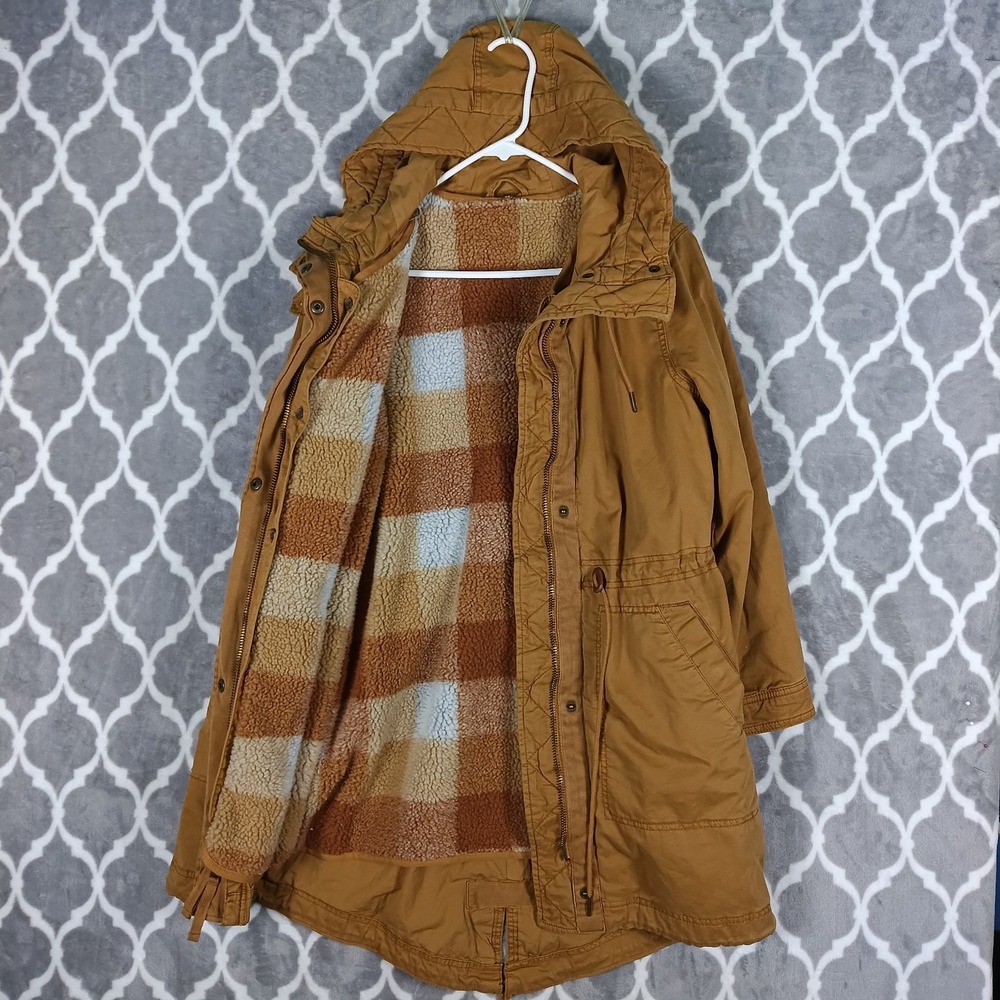 Gap Parka Jacket Women XS Petite Brown Heavy Canvas Military Removable Liner
